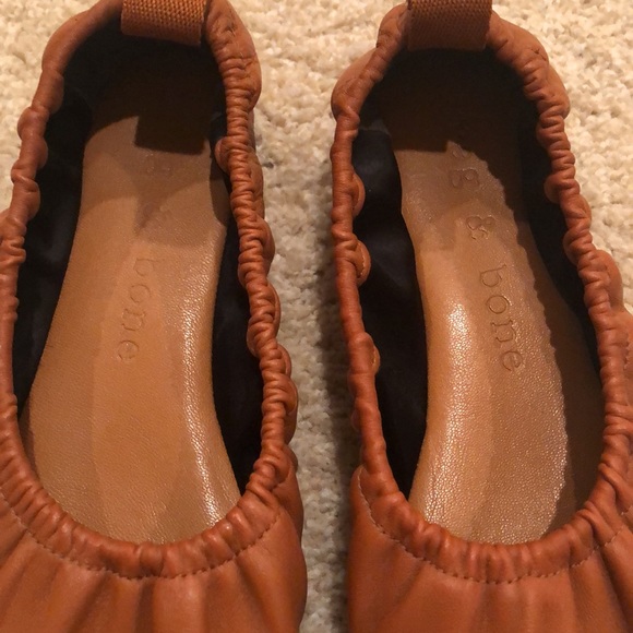 Rag & Bone Elly Cognac Leather Ballet Flat Sz 37.5 - Picture 4 of 7
